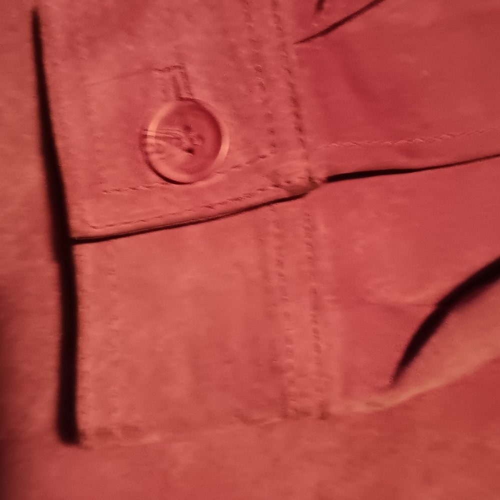 Vintage dusty rose leather suede jacket button front - Picture 3 of 7